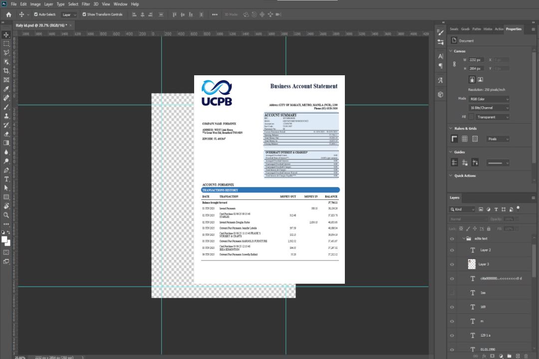 Relevé social de la banque UCPB Format Word et PDF template